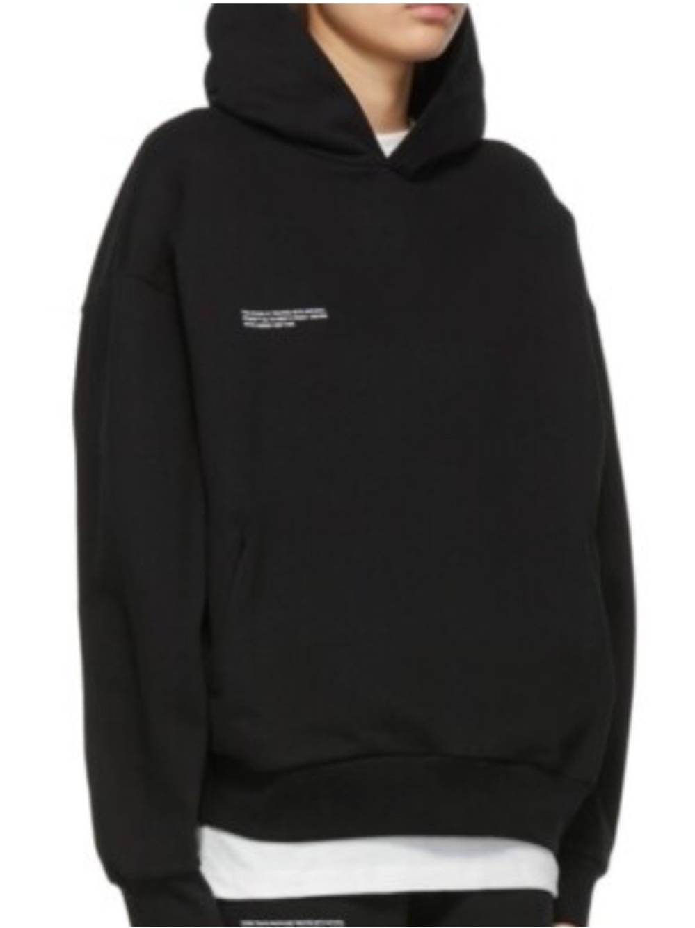 Pangaia Black Hoodie with Small White Chest Print